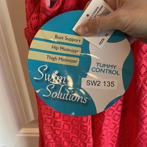 Nwt Coral 16 Swim Solutions flyaway crochet tummy control - Picture 7 of 12